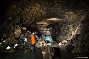 Largest cave in North Iceland. Lofthellir Ice cave.