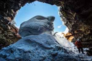 Lofthellir Ice cave entrance. Ice Cave tour